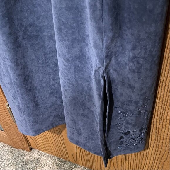 VTG‎ Mary McFadden Collection L Maxi Dress Embroidered Suede Velvet Look Jumper - Picture 12 of 16